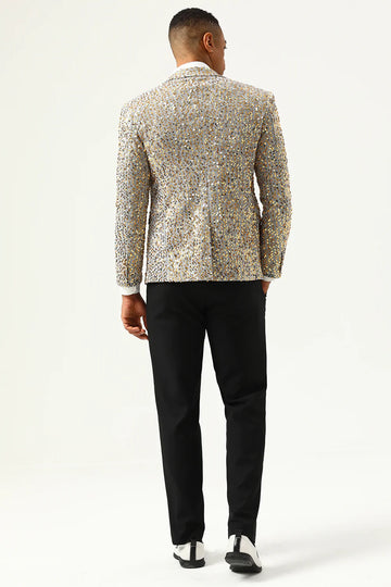 Lentejuelas Champán Blazer de Cóctel